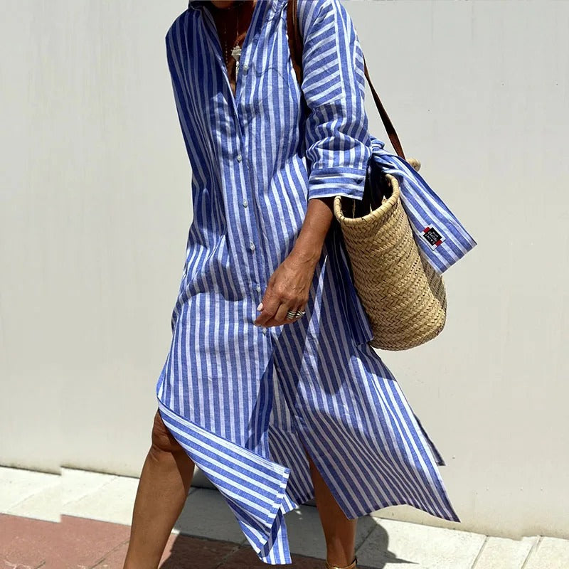 Olive | Striped Summer Dress with Effortless Elegance