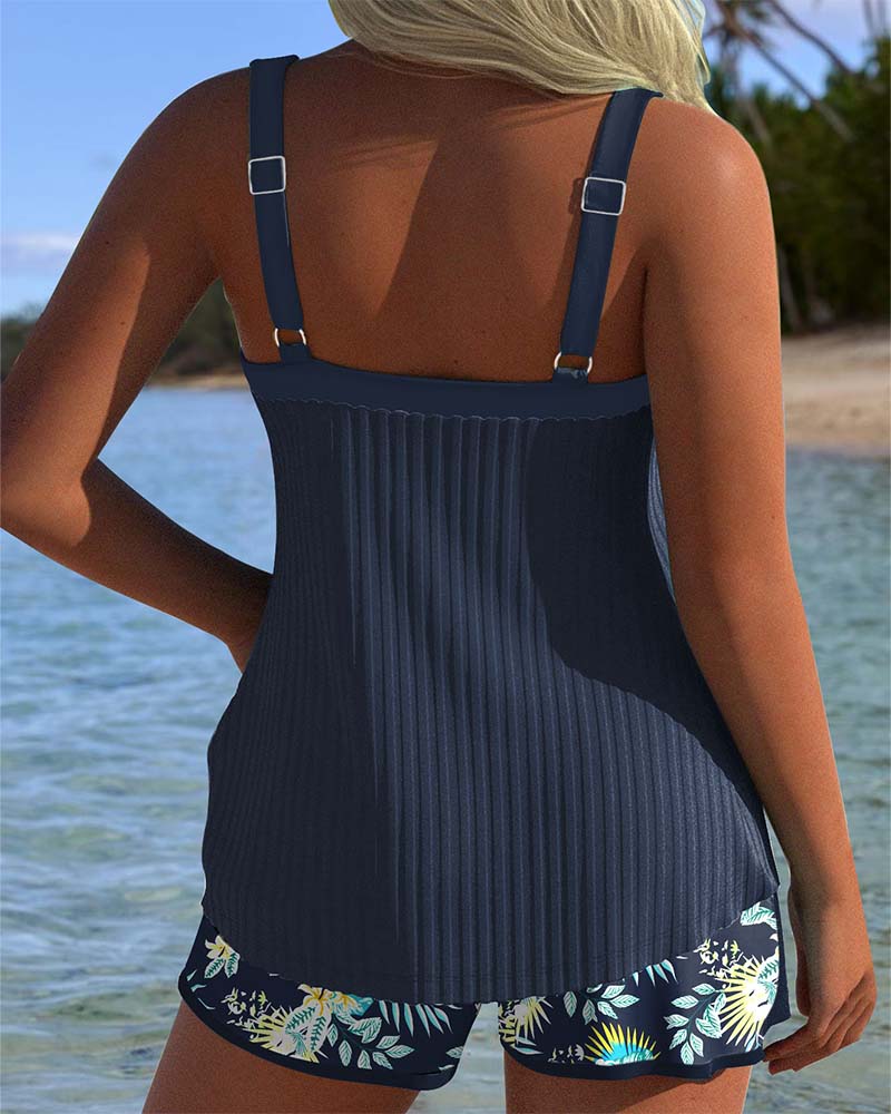 Marina | Striped Tankini Set with Comfortable Beach Shorts