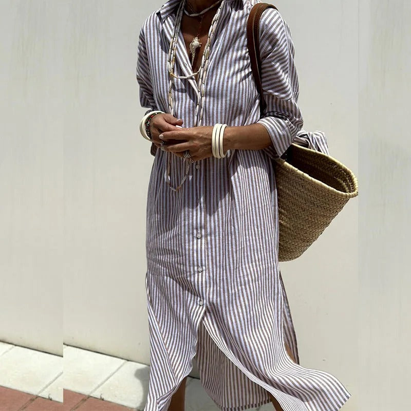 Olive | Striped Summer Dress with Effortless Elegance