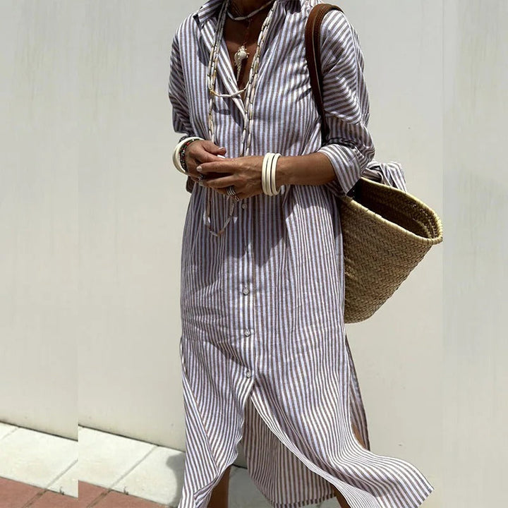 Olive | Striped Summer Dress with Effortless Elegance