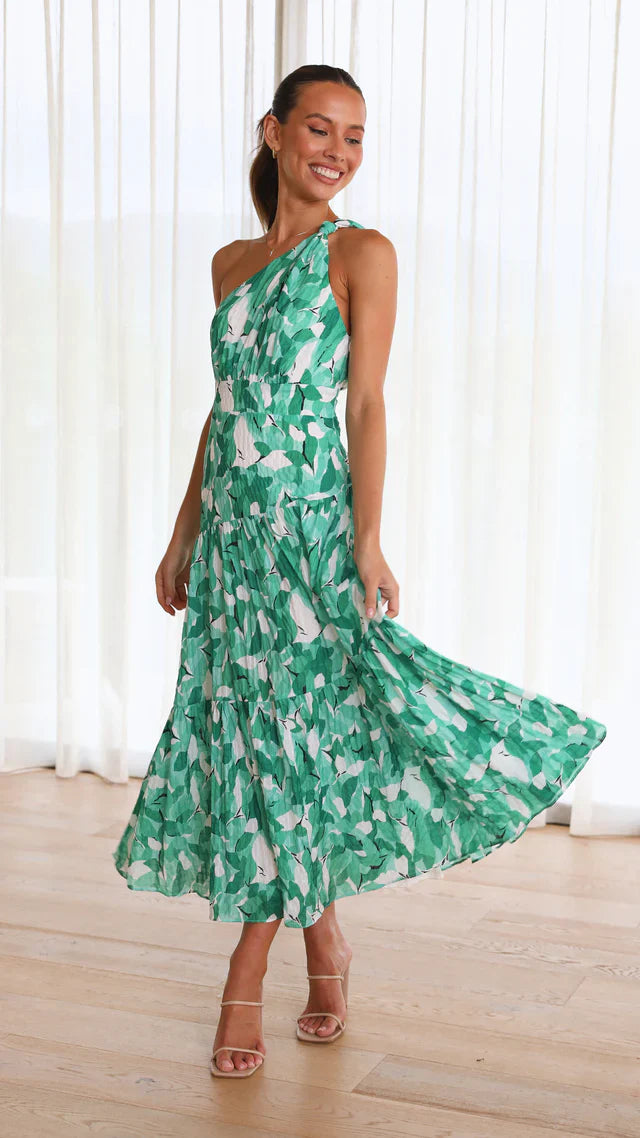 Eliza | One-Shoulder Floral Dress for Sunlit Moments