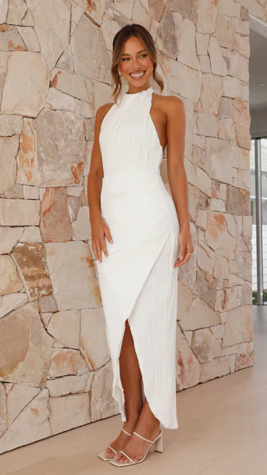 Olivia | Flowing Pleated Dress with Asymmetrical Detail