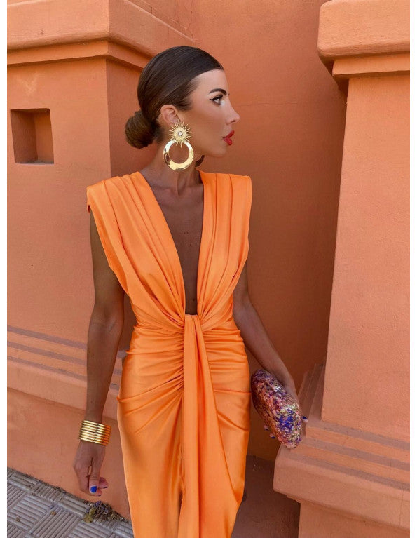 Lyra | Elegant Midi Dress with Sculpted Details